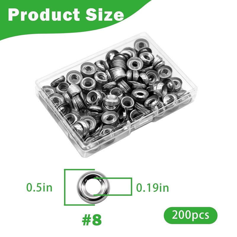 Seamaka 200 Pcs #8 Silver Finish Washers 304 Stainless Steel Finishing Washers Countersunk Cup - Image 2